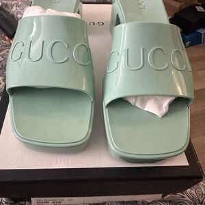 Gucci Mint Green Slide Sandals